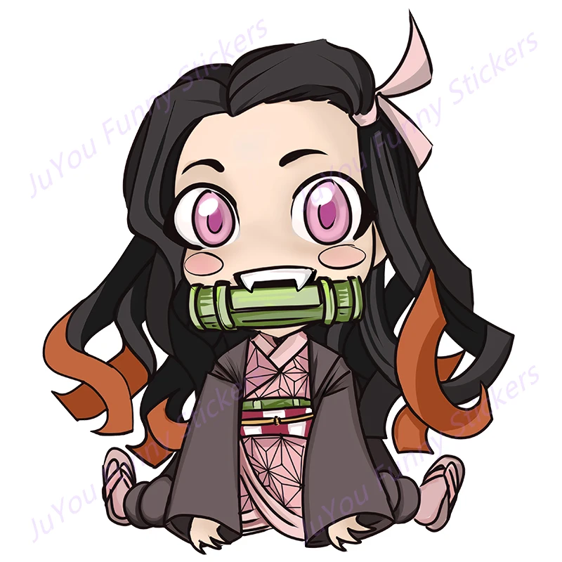 FUYOOHI Play Stickers Fashion Nezuko Demon Slayer Warning Car