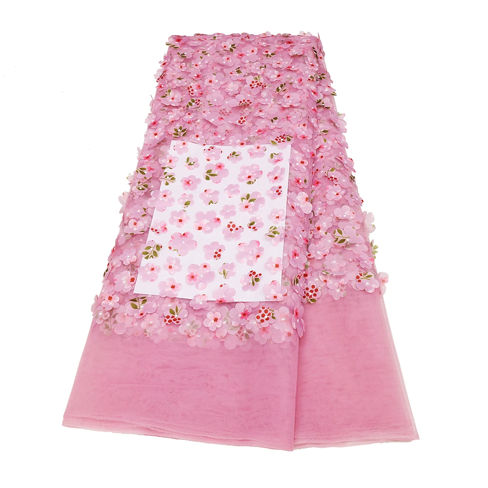 

Французская кружевная ткань с аппликацией, Сетчатое кружево, 3D-цветок, роскошный дизайн, высокое качество, 5 ярдов/Лот, 2023 г.