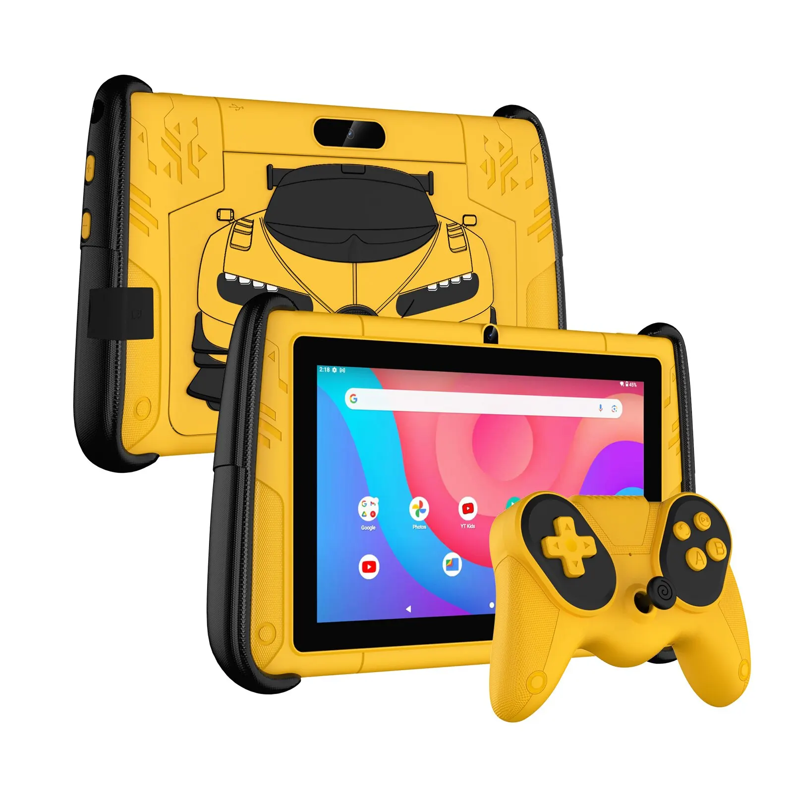 PRITOM 7" Android 12 Tablet for Children, 4GB RAM 64GB ROM, Kids Software Pre-Installed, WiFi, with Cool Sports Car Shape Case 2