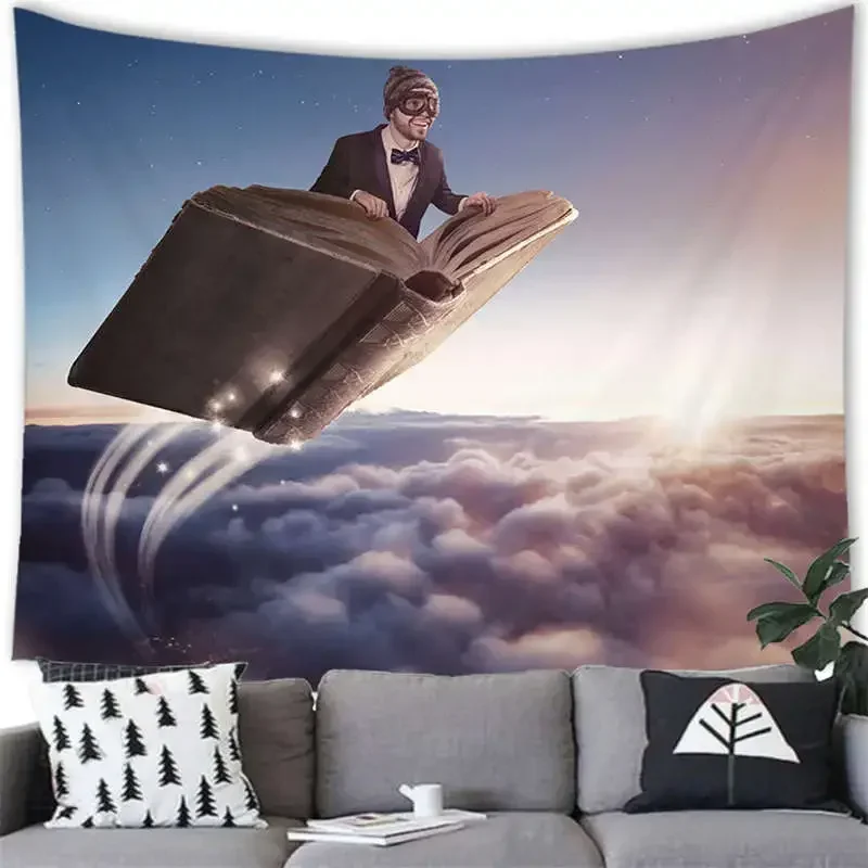 

Creative Book Imagination Tapestry Wall Hanging Book Decor Tapestry Home Room Decoration Background Wall Decor Literary Style