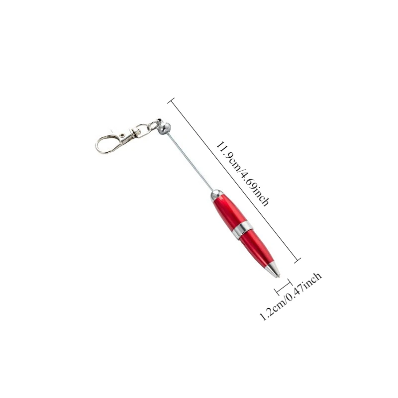 10pcs 금속 볼펜 키 체인 사무실 학생 구슬 펜 세트 광고 선물 사용자 정의 로고 DIY 구슬 펜 어린이 선물