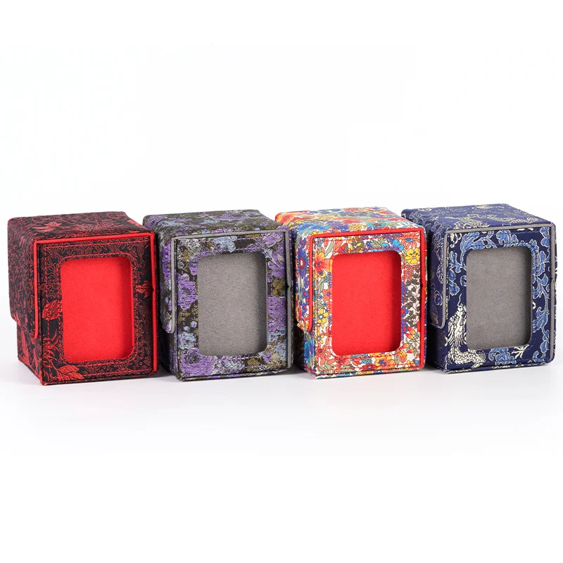 Trading Card Deck Box Holder 100+ With Display Window Flower Series TCG Game Magnetic Closure