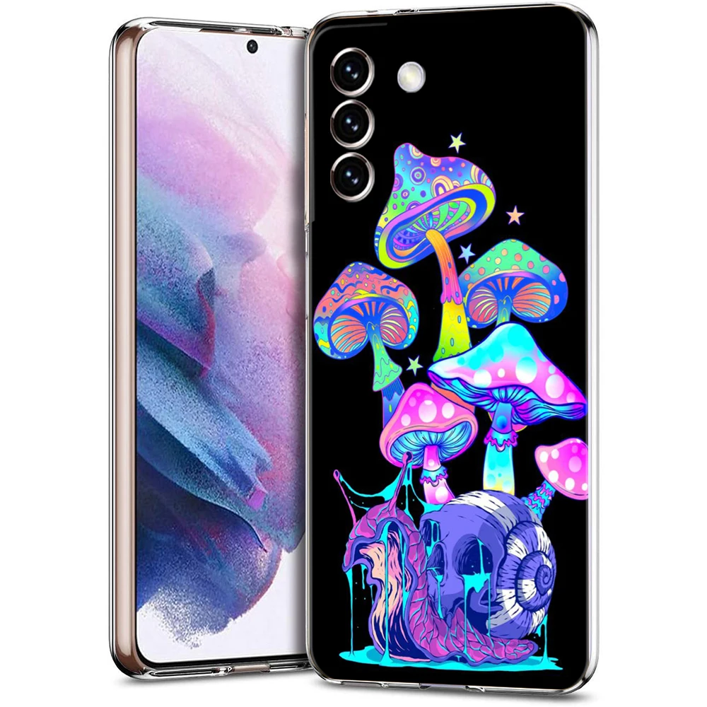 Transparent Mushroom Design Phone Case - Stylish Protective Shell