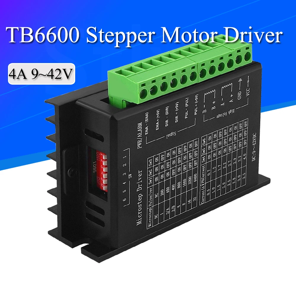 TB6600 Драйвер шагового двигателя 4A 9 ~ 42 в TTL 32 Micro-Step CNC 1 Ось Новый 2 или 4-фазный