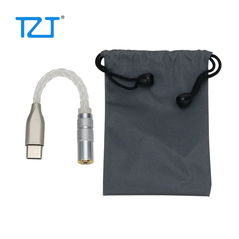 

Адаптер для наушников TZT с разъемом USB Type-C на гнездо 2,5 мм/3,5 мм/4,4 мм со сбалансированным декодированием, усилитель для наушников, ЦАП-чип