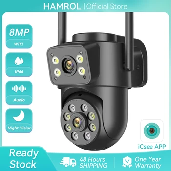 4K 8MP PTZ Wireless WiFi Surveillance Camera Dual Screen IP66 Waterproof Outdoor CCTV Security Camera AI Human Detection iCSee 1