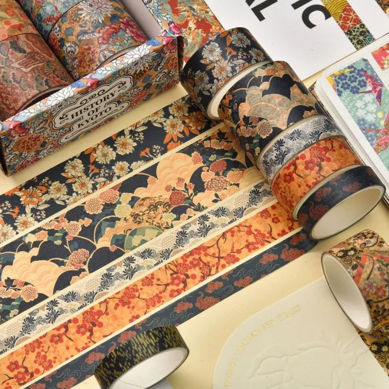 10pcs Ukiyoe Series Paper Tape Set Art Clipart DIY Production and Paper Tape Office School Student Stationery Supplies