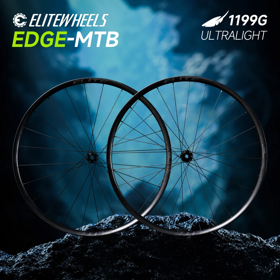 ELITEWHEELS EDGE-MTB UD Raw Weave 1201g Lightweight Carbon Mountain Rim Wheelset For Off-Road Cycling In XC Kinetec 50T Ratchet