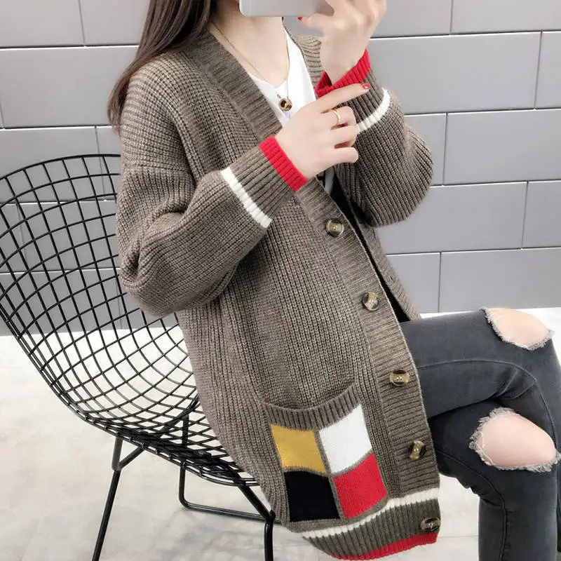 

2024 Women's Playful Popular Sweater Coat Spring, Autumn and Winter Loose Mid-length Fairy Western Cardigan Women's Wear