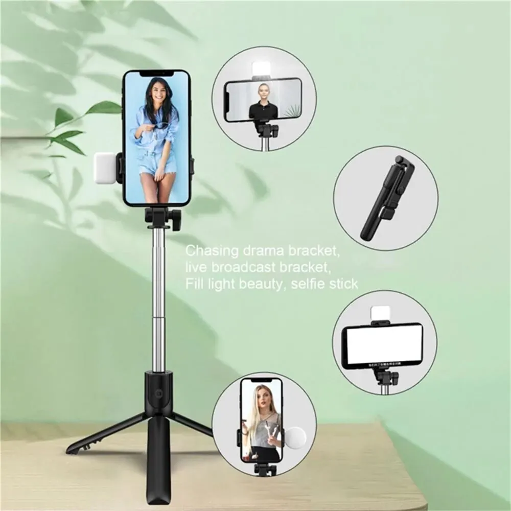 Cell Phone Selfie Stick Tripod Bluetooth Remote Wireless Selfi Stick Phone Holder Stand with Beauty Fill Light for Phone 6