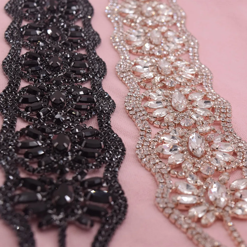 Bridal Waistband Dress Decoration CUIER 16.5" Length Super Long Women belt Rhinestones Crystal Luxury Full Glass Belt Appliques Wedding dress Decorations bridal waistband,bridal dress decoration