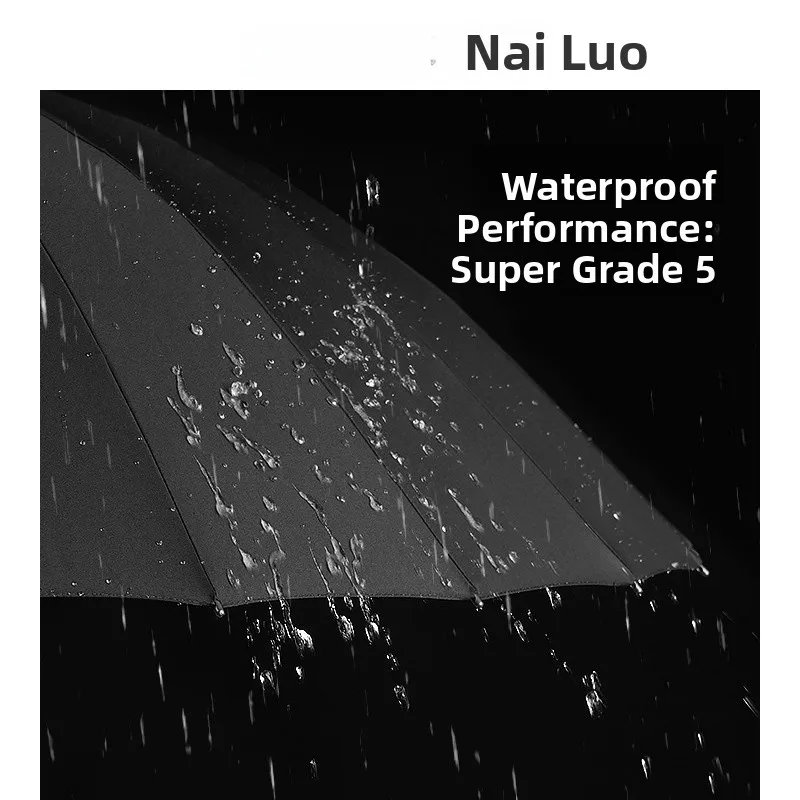 Niello 24 Rib Double Straight Sti Umbrella Busin Thiened Canvas Windproof Sunade Two-way Men's Wooden Handle Rain Um...