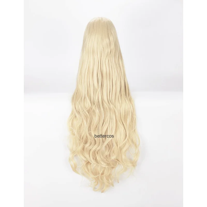 Volcaloid3 Seeu Cosplay Wigs 100cm Long Light Blonde Curly Wavy Heat Resistant Synthetic Hair Wig Wig Cap