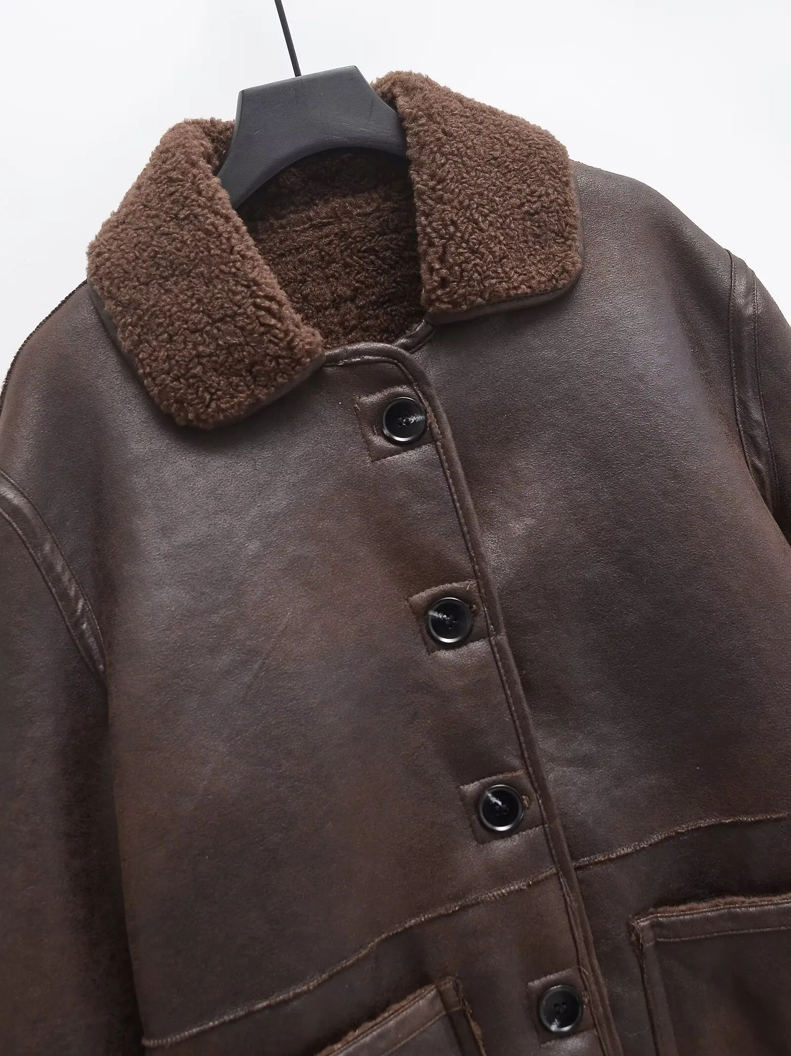 Women's Jackets Winter Leather Coat With Button Outwear Solid Thick Warm Long Sleeve Tops 2024 inszarts Casual Loose Woman Coat