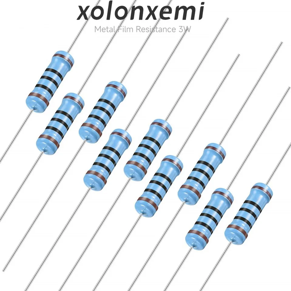 20pcs 3W Metal Film Resistor 1% Color Ring Resistan 1&Omega; 1.5&Omega; 2&Omega; 2.2&Omega; 3&Omega; 4.7&Omega; 8.2&Omega; 9.1&Omega; 10&Omega; 30&Omega; 33&Omega; 51&Omega; 68&Omega; 75&Omega; 82&Omega; 150&Omega; 200&Omega; Ohm