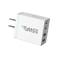 Universal 65W Fast USB Wall Charger Adapter with International Plug Options - 55W US Plug