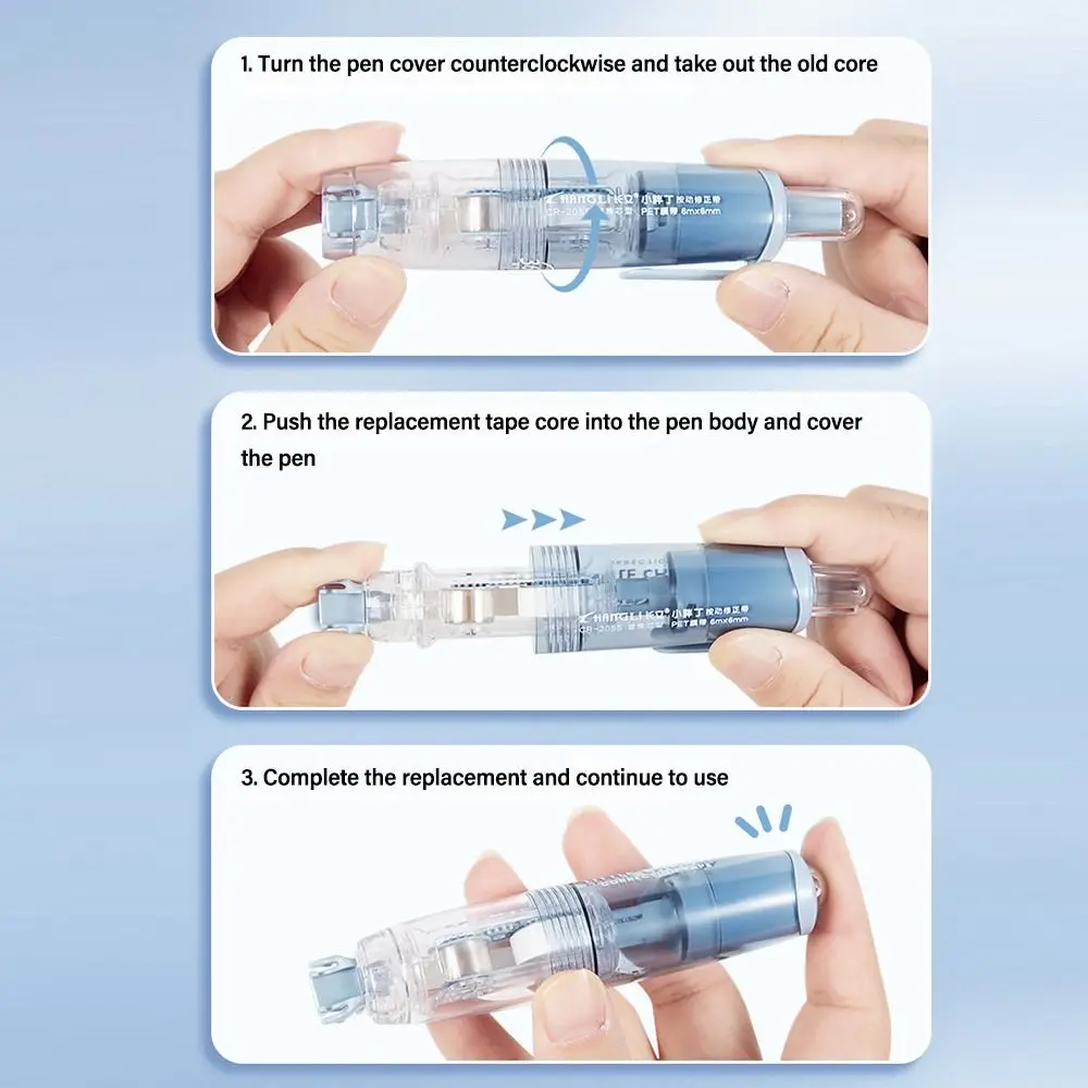 correction tape 360 Degree Rotation Head Press Replaceable Core Correction Tape Cute Pen Shape Corrector Students Altered Tools