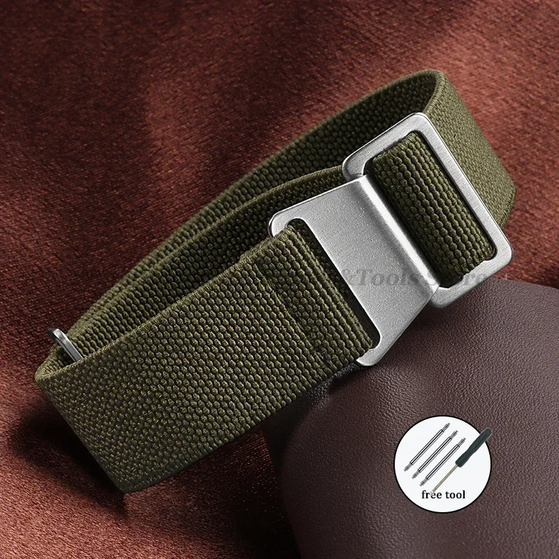 Army Green Elastic Nylon Sport Watchband Bracelet