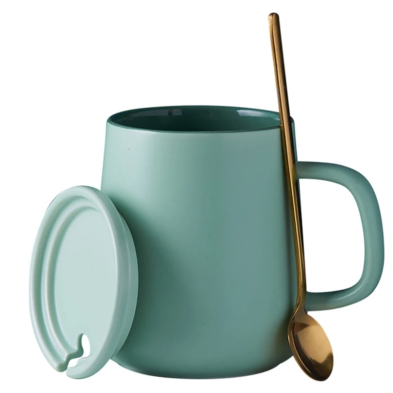 

Big Deal Ceramic Mugs With Cover And Spoon Light Creative Coffee Mug Contrast Colors Cup Perfect Gifts For Friends Birthday