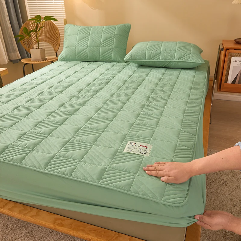 

Cotton Thicken Mattress Cover Anti-bacterial Mattress Protector Topper Pad Soft Fitted Sheet with Elastic Band No Pillowcase