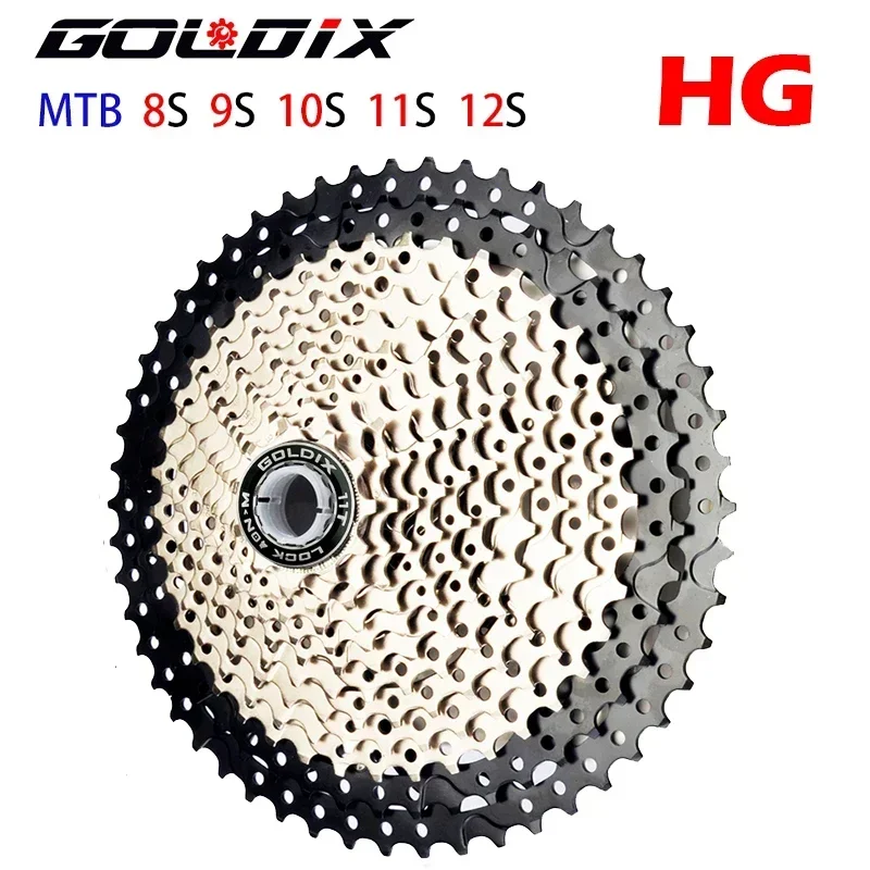 GOLDIX MTB Bike Cassete 8/9/10/11/12Speed 32/36/40//42/46/50/52T Bicycle Sprocket for Shimano HG 8/9/10/11/12v Bicycle Freewheel
