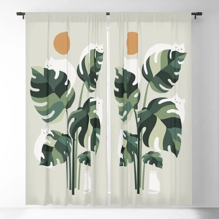 

Cat And Plant 11 Blackout Curtains 3D Print Window Curtains For Bedroom Living Room Decor Window Treatments