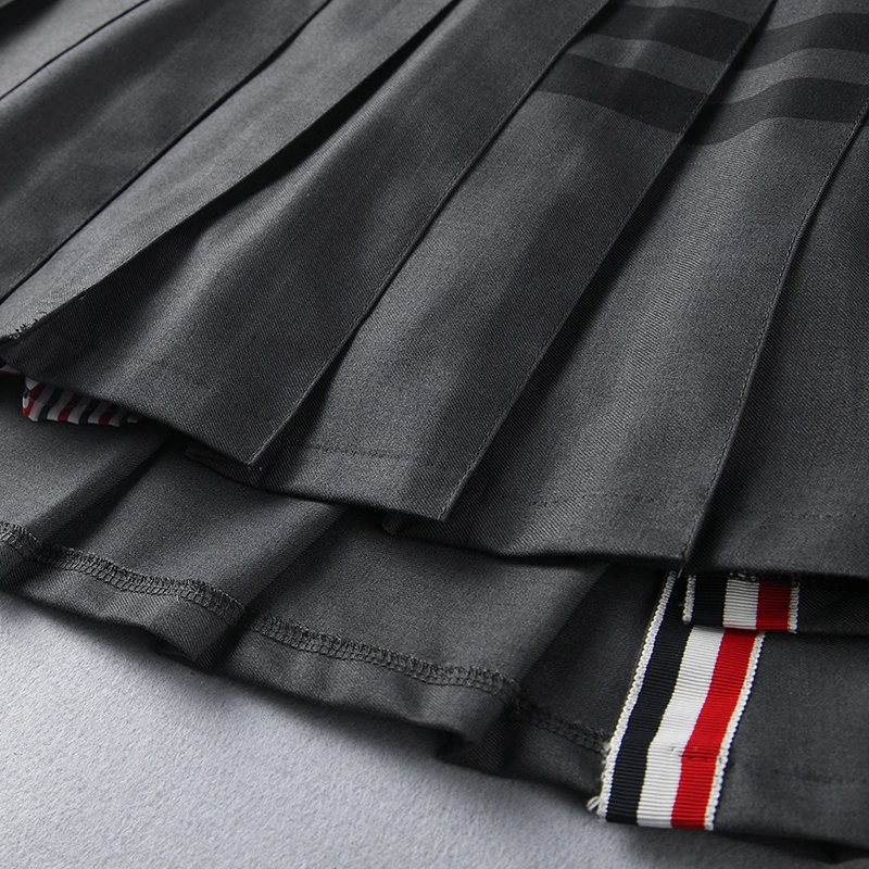 TB THOM Women's Short Skirt Casual College Style Mini Skirts Korean Fashion Brand Dress Summer 4-bar Stripes Pleated Skirt