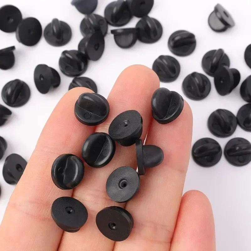 Black PVC Rubber Pin Backs Butterfly Clutch Tie Tack Lapel Holder Clasp Pin Cap Keepers for Uniform Badges Replacement 50/500pcs