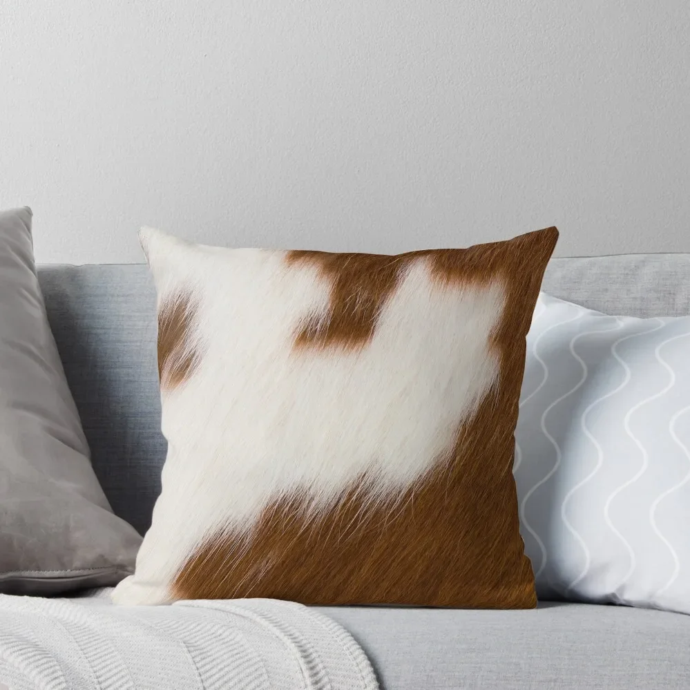 

Brown and White Cowhide image Throw Pillow