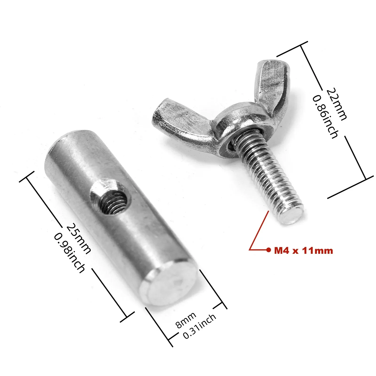 8Pcs Awning Track Stopper, 8mm Cylindrical Stainless Steel Awning Accessories for Car, RV, Yacht, Outdoor Track(8x25mm)