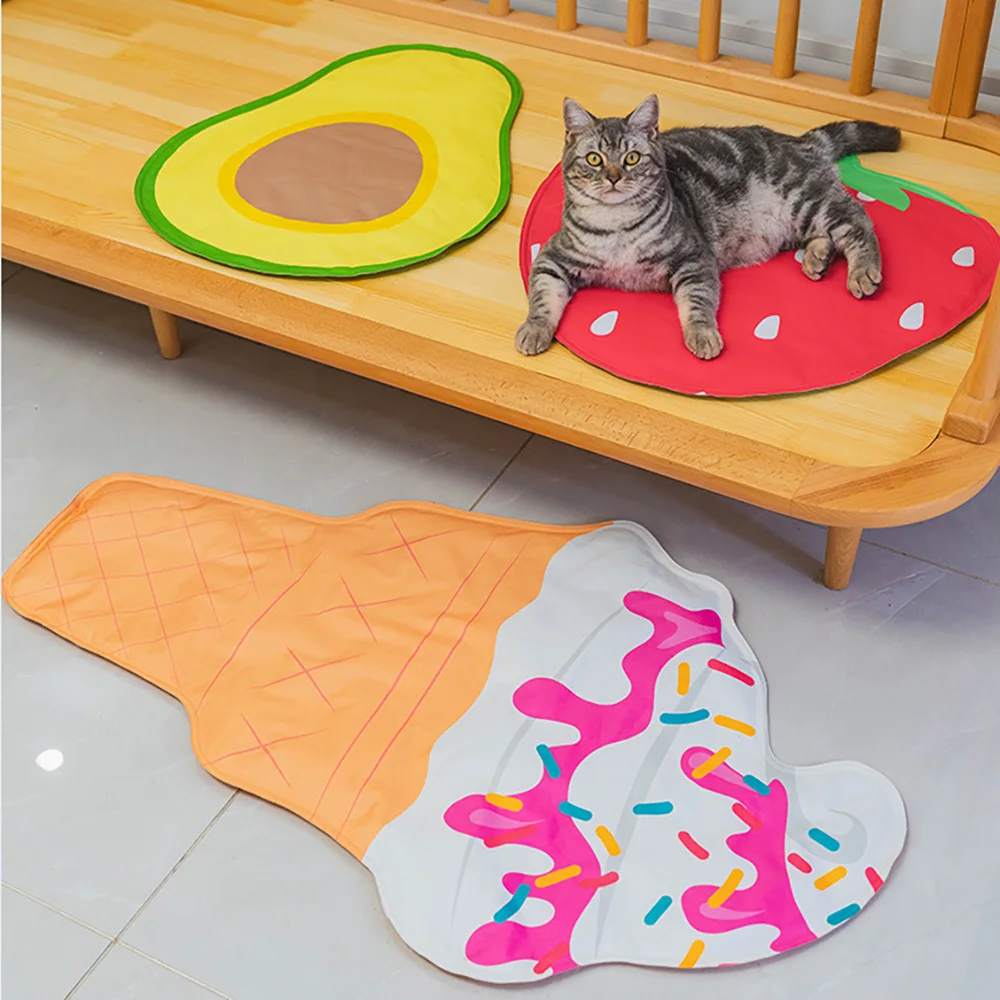 반려동물 아이스 쿠션, 시원한 상쾌한 아이스크림, 아보카도 딸기 매트, 반려동물 용품, 여름