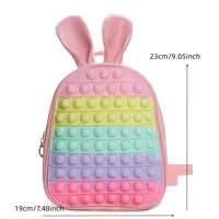 Pop Its Children Silicone PU Cute Rabbit Ears Backpacks New Princess Girls Lovely Fashion Small School Bags Hot 6