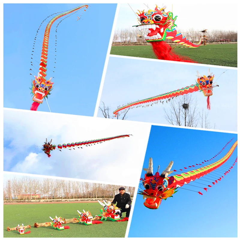Chinses dragon kite design decoration kite flying traditional factory weifang paper cert volant volantin