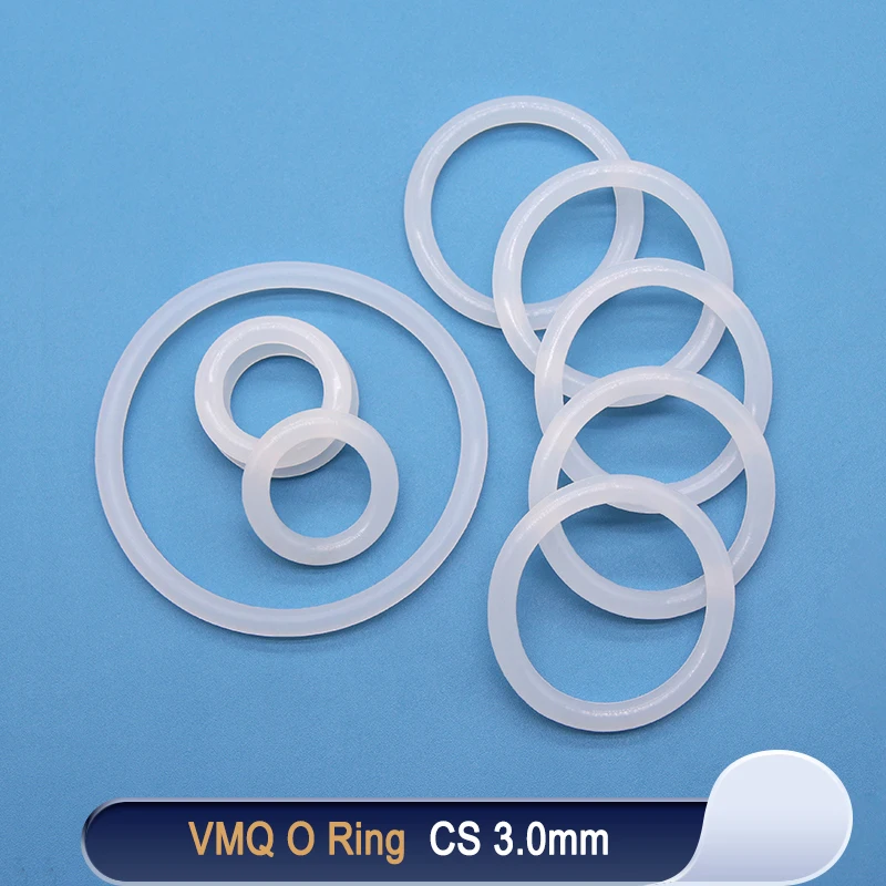 10x VMQ O-Ring Dichtungen - Silikon, 3mm Stärke, Außendurchmesser 34mm, Lebensmittelqualität, Weiß