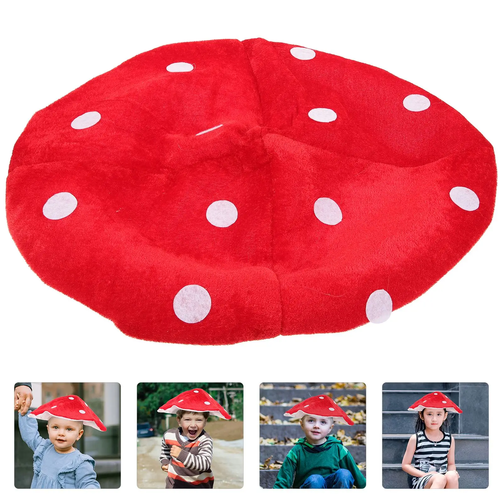 Red Mushroom Hat Toad Hat Funny Plush Mushroom BeretCap Kid Cute Headwear Stage performance Costume halloween Party Cosplay prop