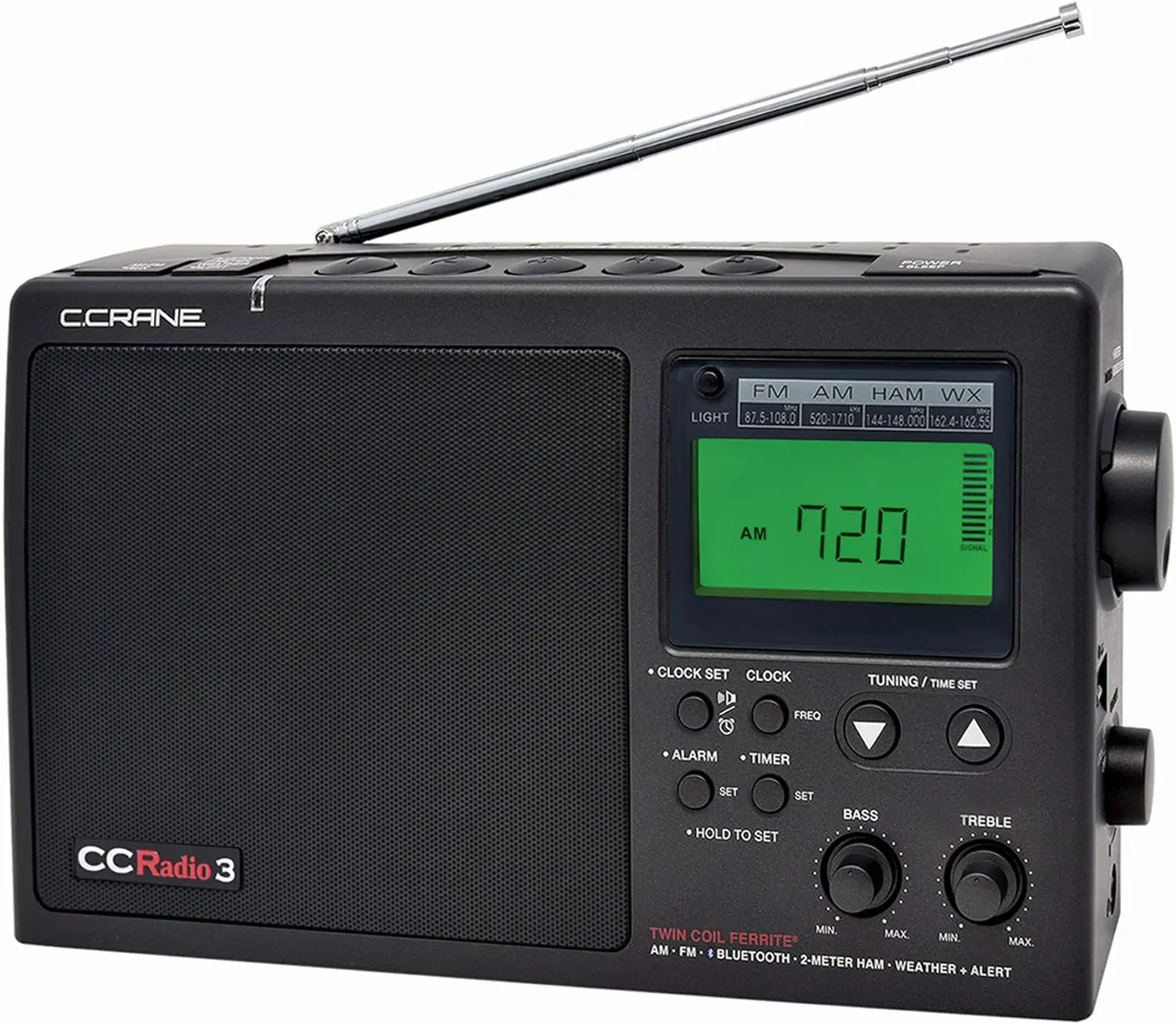 

C. Crane CCRadio 3 Long Range Reception AM, FM, NOAA Weather Plus Alert and 2-Meter Ham Band Portable Digital Radio