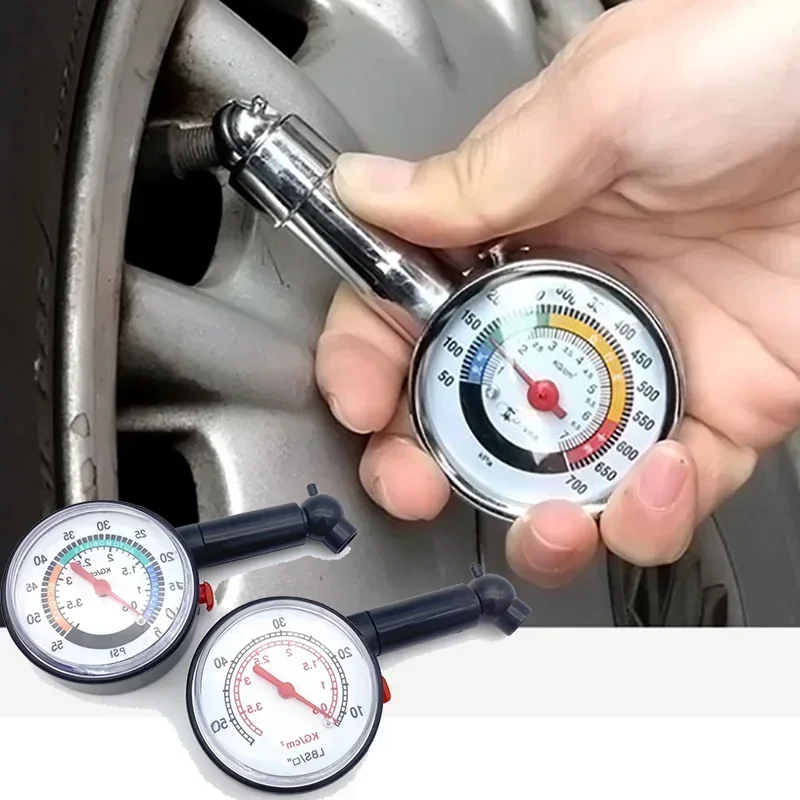 High Precision Analog Tire Pressure Gauge - Professional Automotive Tyre Deflation Detector with Pointer for Car/Motorcycle/Bike