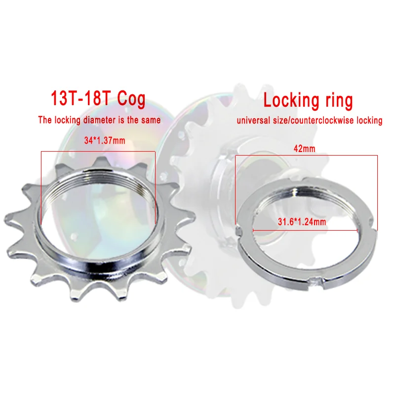 POLSO 13T/14T/15T/16T/17T/18T Fixed Gear Bicycle Wheel Cogs Sprocket & Lockring Bike Freewheel Cogs Hub Locking bicycle sprocket gear bicycle parts bike sprocket bike freewheel