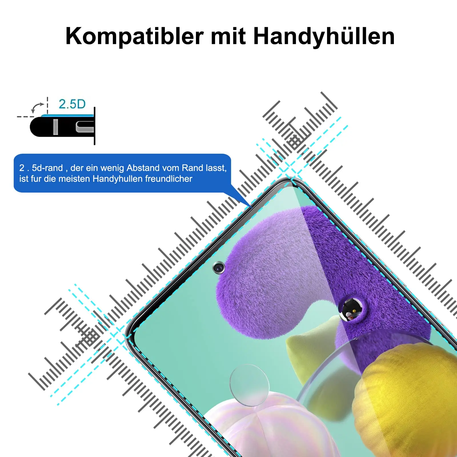 واقي من الزجاج المقسى لسامسونج غالاكسي A51 ، ، الم...