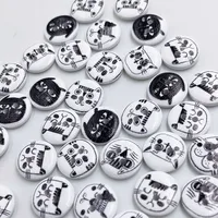 100Pcs white Cat Painted Wooden Buttons For Kid Clothing Sewing Scrapbooking Decoration DIY Needlework Button 15mm WB904 1