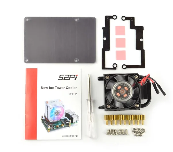 라즈베리 파이 4B 3B+ 쿨러, 아이스 타워 냉각 팬(5mm 구리 파이프 및 RGB LED 포함), 40 ℃   오버클럭용 초저소음 방열판