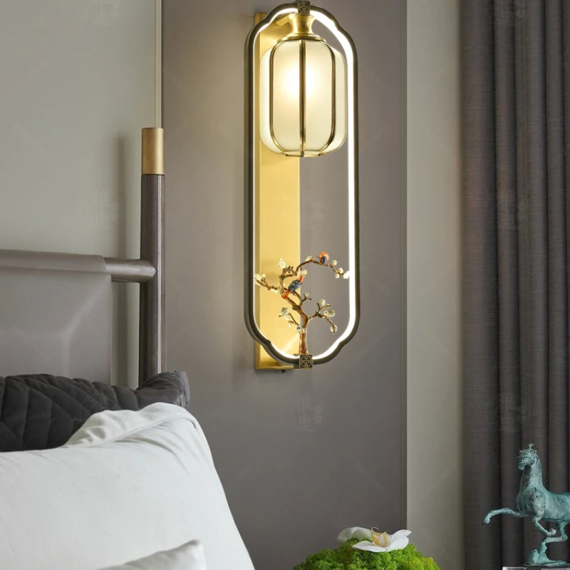 

Copper Wall Lamp High-End New Chinese Style Living Room Television Background Wall Wall Lamp Modern Chinese Style Bedroom