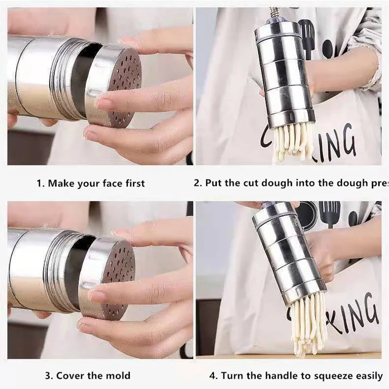 Stainless Steel Pasta Noodle Maker Machine Handmade Noodles Soup Press Tool Spaghetti Kitchen Manual Noodle Making Cutter