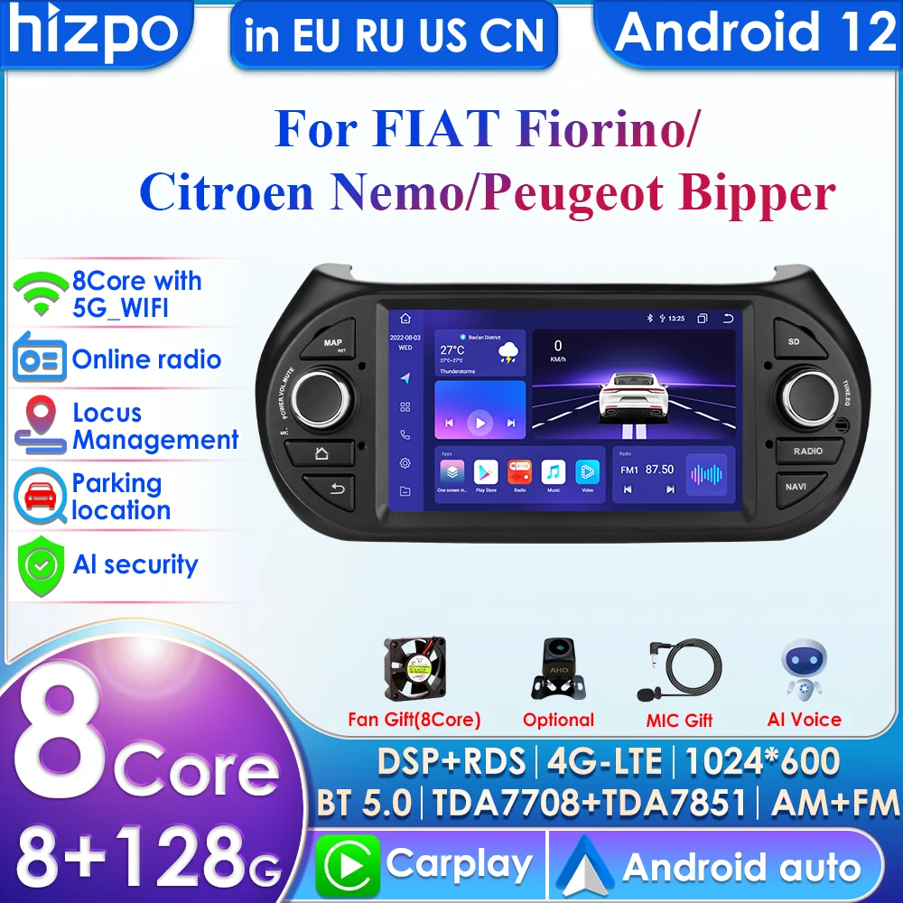 Für Fiat Fiorino Qubo Citroen Nemo Peugeot Bipper Carplay