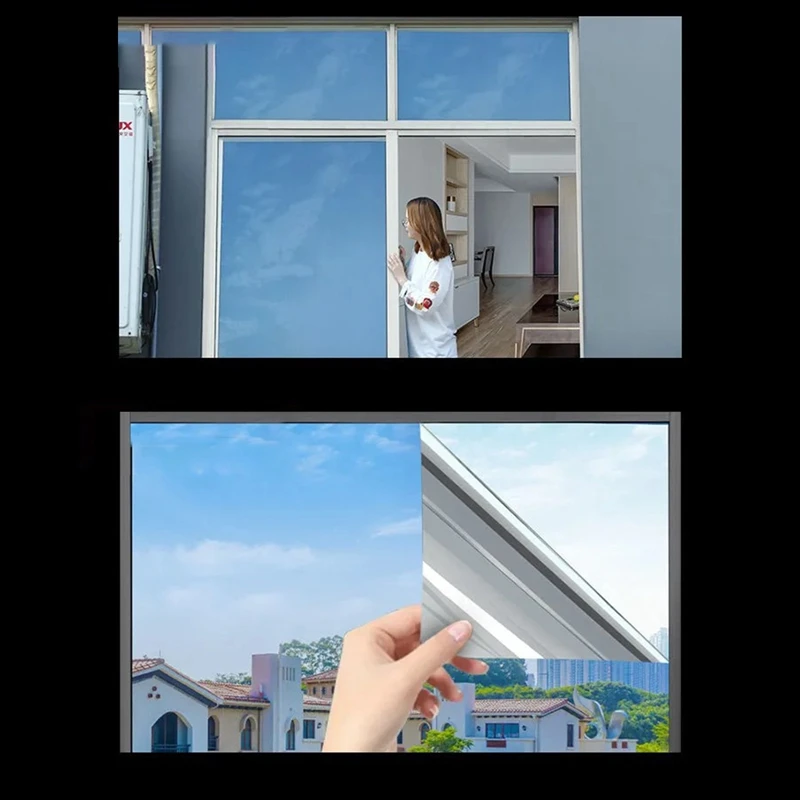 Sun Protection Film Self-adhesive Glass Window Sticker Summer Way Mirror Heat Insulation Vinyl Anti-UV Privacy Sun Screen Film