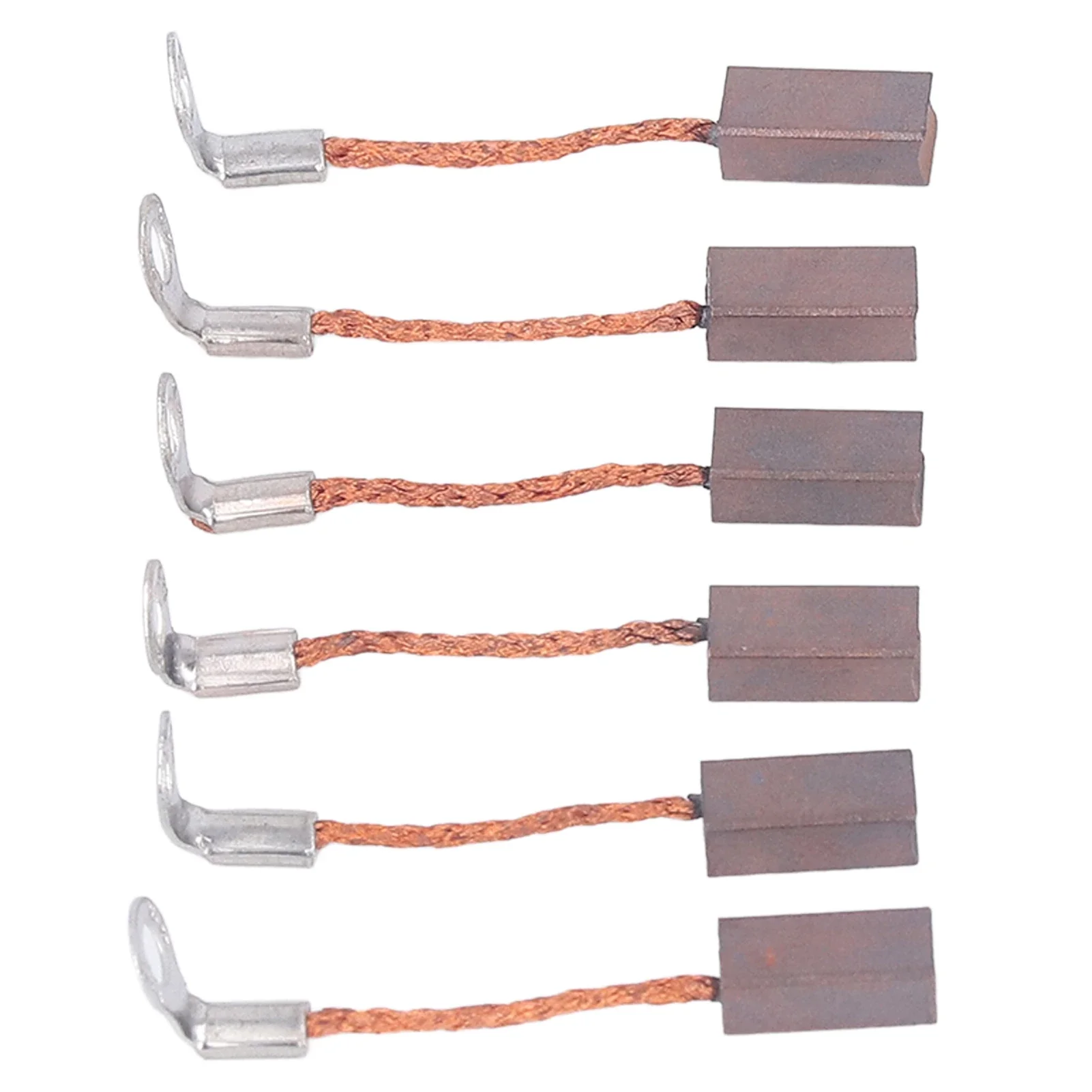 Achetez des balais carbone de rechange pour moteur RC 540 550 - Lot de 6, alignés sur une surface plane.