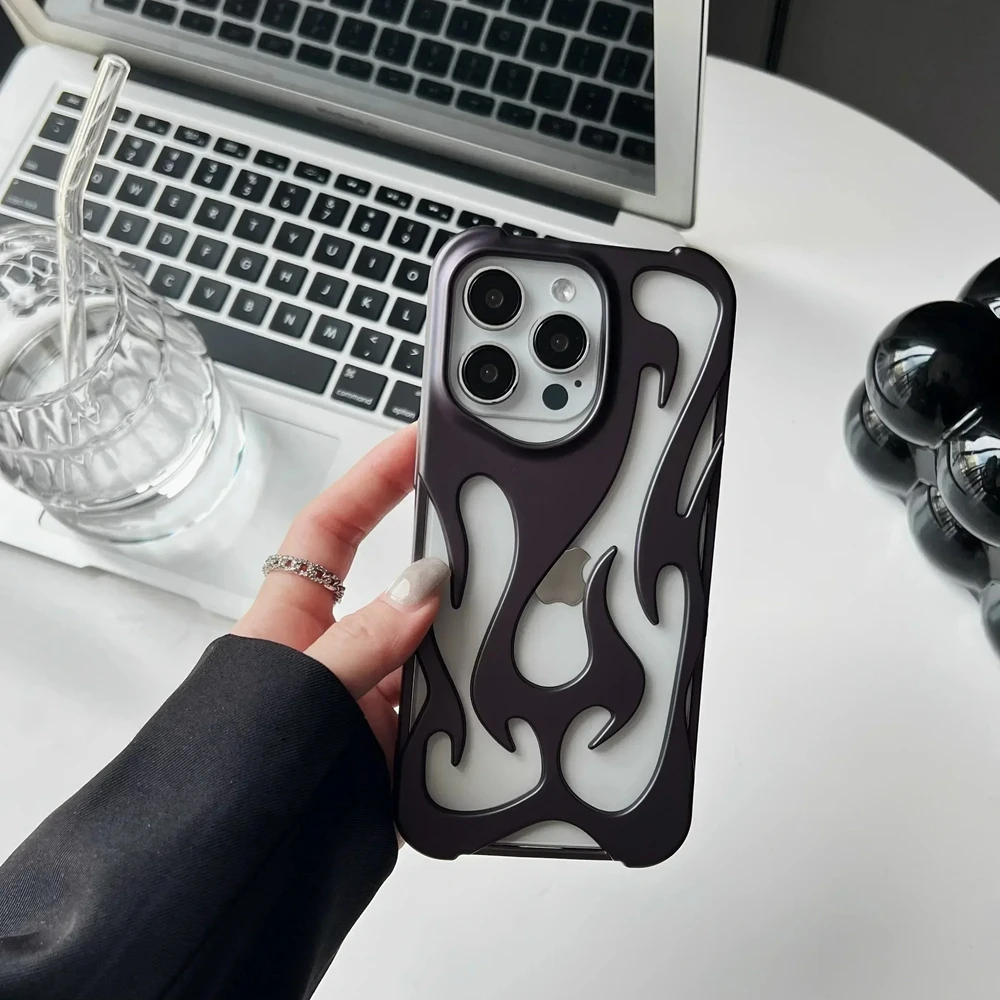 3D Flame Pattern Hollow Protective Slim Shockproof Case