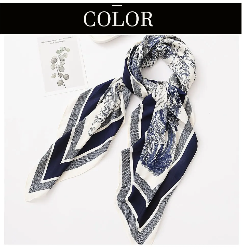 Sb6f6ebafb18945489f821a91793f968de Simulated Silk Scarf Women's Retro Ethnic Style Beautiful Brocade Large Square Scarf Sunscreen Shawl Versatile Printing Mallzona