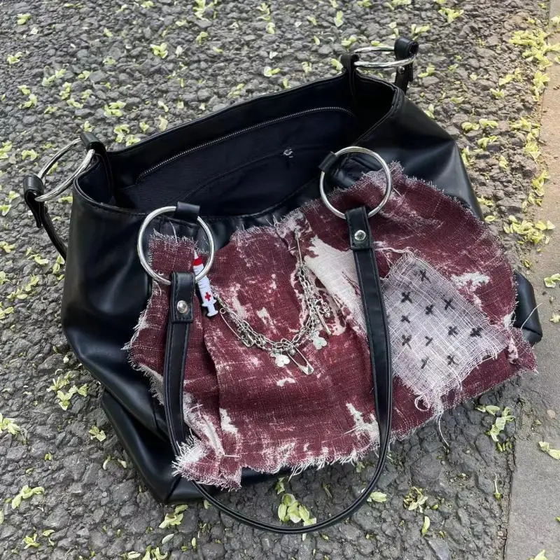 2023 Large Capacity Single Shoulder Women's Bag With Contrasting Color Stitching Commuting Temperament And Personalized Tote Bag