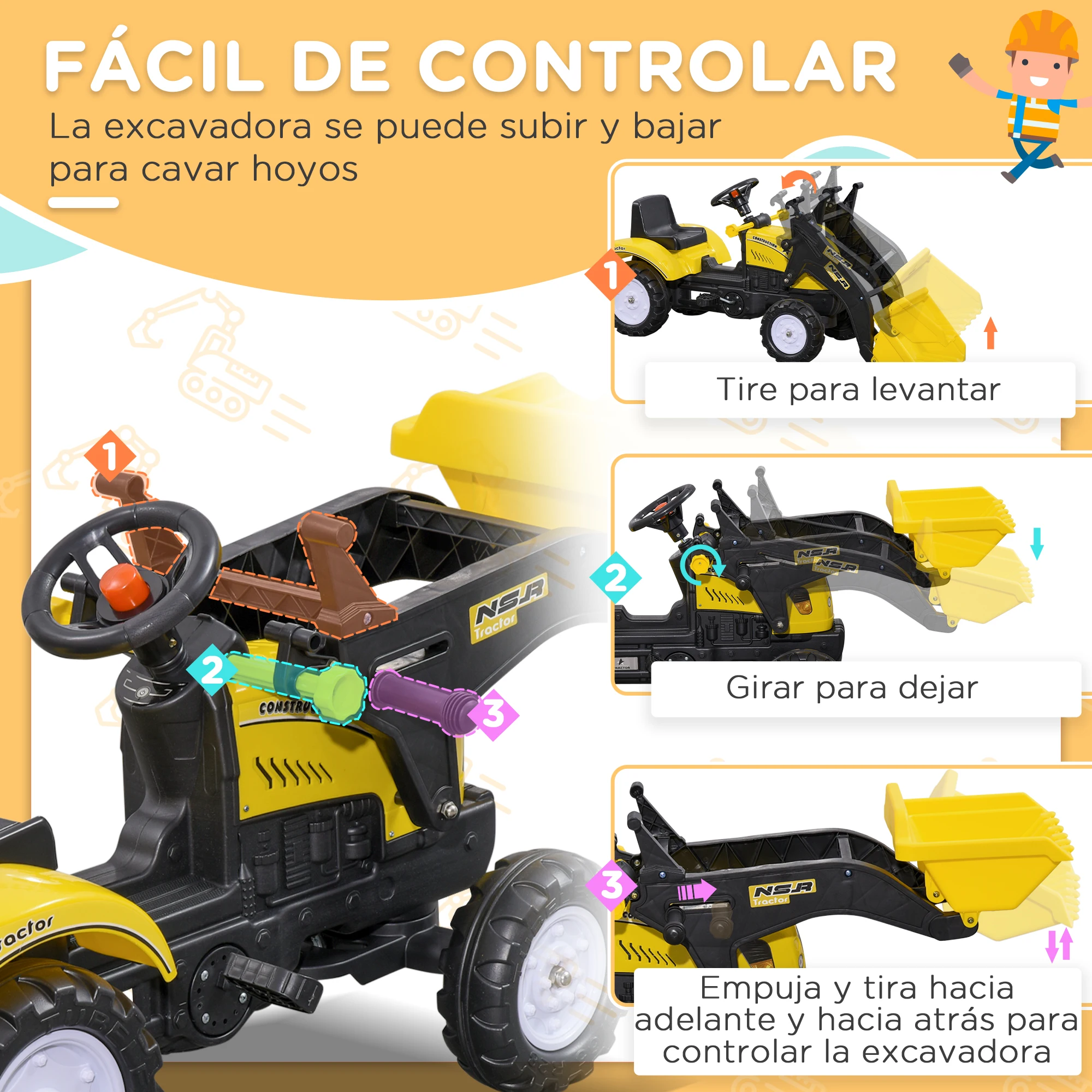 Electric Tractor Tractor De NiÃ±o Bateria Homcom Pedal Tractor For